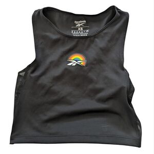 Reebok Speedwick Black And Rainbow Racerback Sports Bra Cropped Tank Size XS